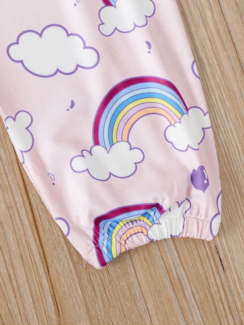 Jenter Rainbow Cloud Printed Vest & Eye Mask & Natttøy Bukser Shorts Pyjamassett