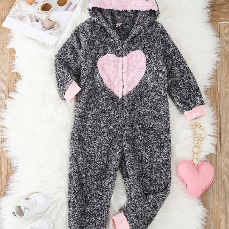 Jenter Snowsuit Jumpsuit Varm Langermet Hjerte Print Hette Romper