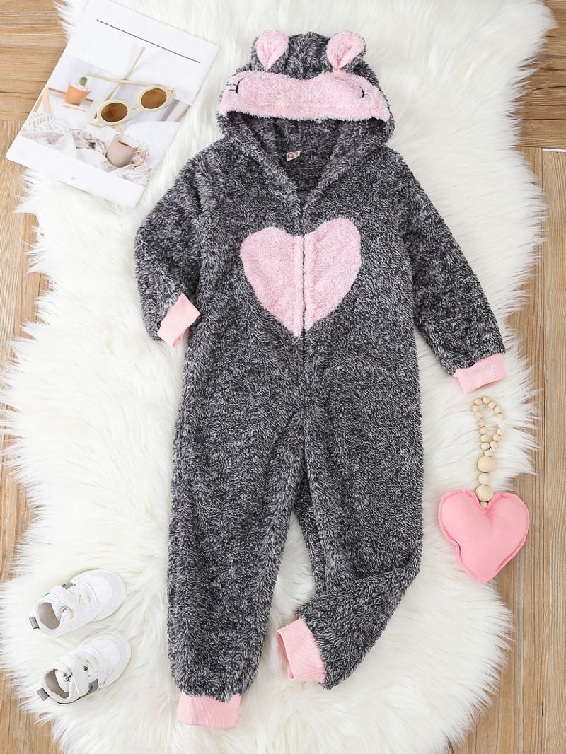 Jenter Snowsuit Jumpsuit Varm Langermet Hjerte Print Hette Romper