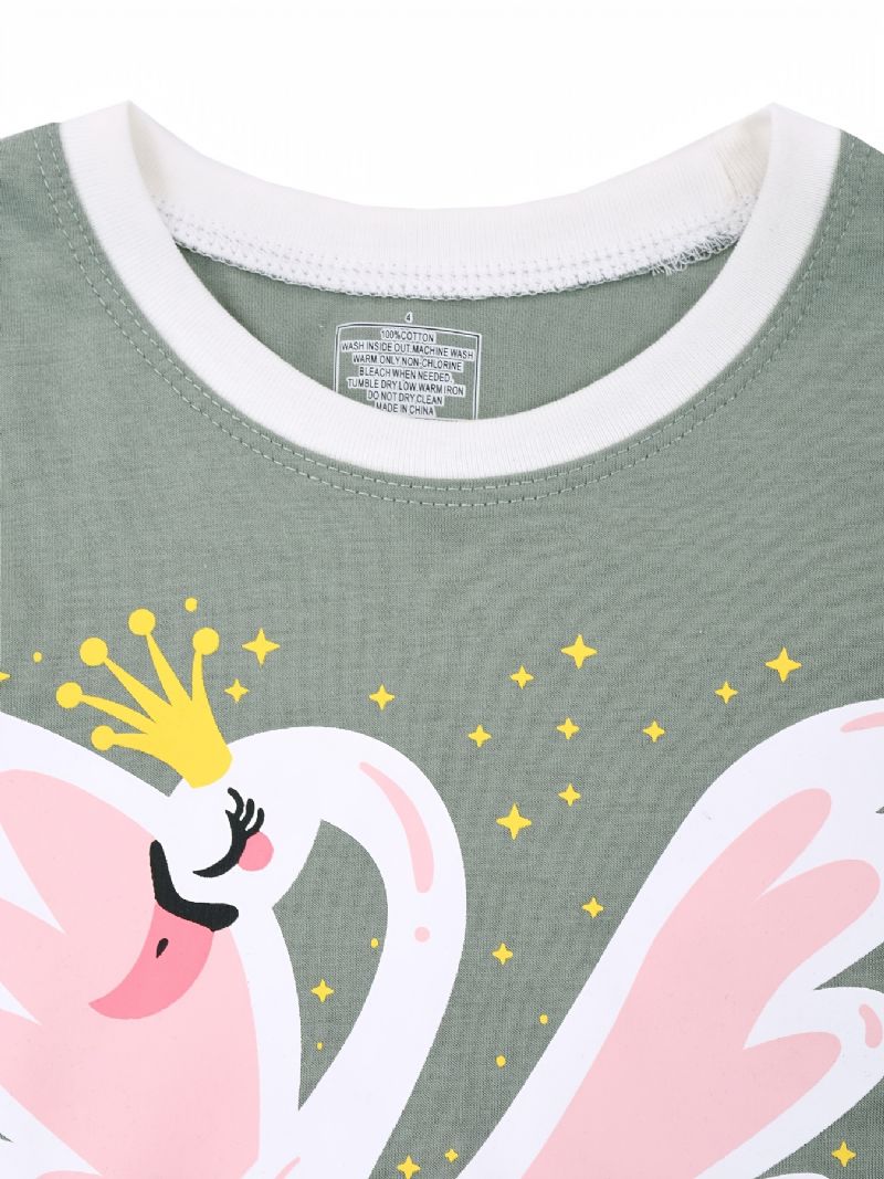 Jenter Swan Sweatshirt + Buksesett Barneklær Pyjamassett Lounge Wear Homewear