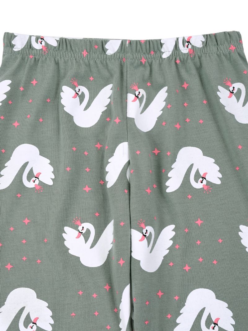 Jenter Swan Sweatshirt + Buksesett Barneklær Pyjamassett Lounge Wear Homewear