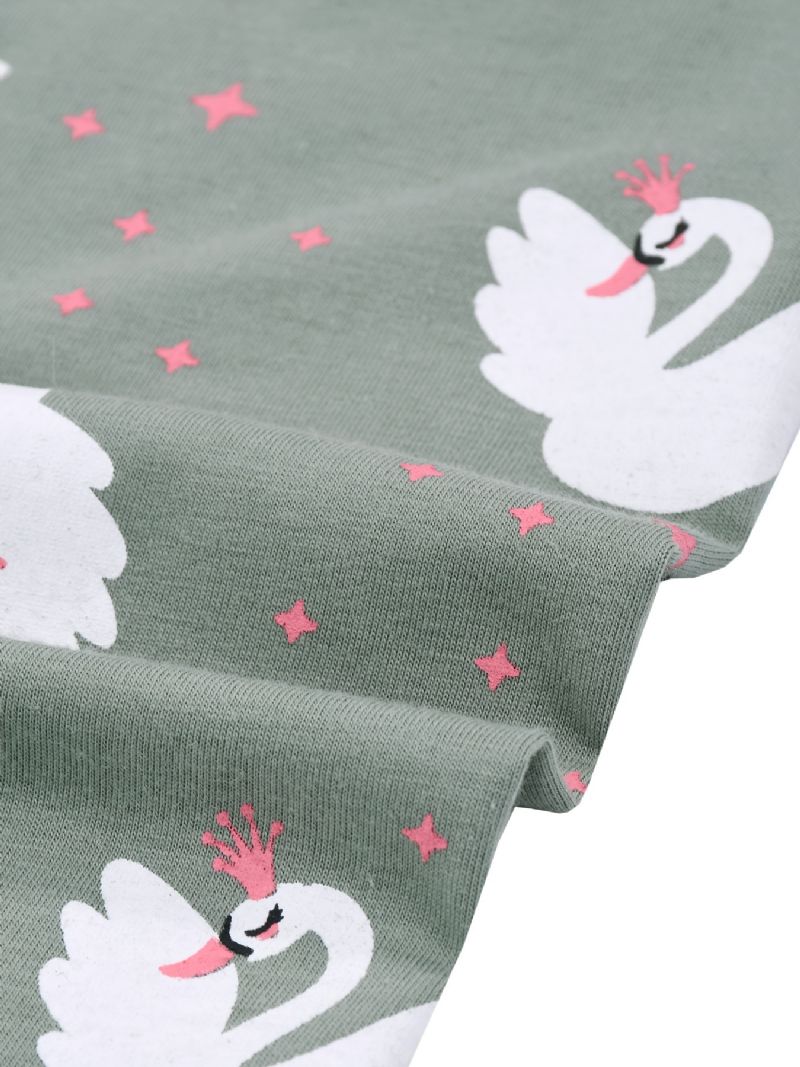 Jenter Swan Sweatshirt + Buksesett Barneklær Pyjamassett Lounge Wear Homewear