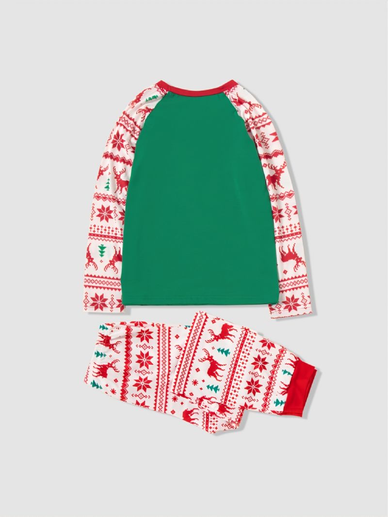 Jul Foreldre-barn Bokstaver Blomstertrykk Uformell Crew Neck Langermet Pyjamas Sett