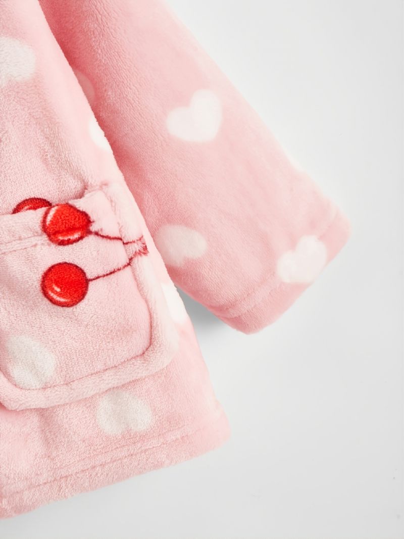 Kids Jenter Heart Kirsebær Flanell Pyjamassett Rosa