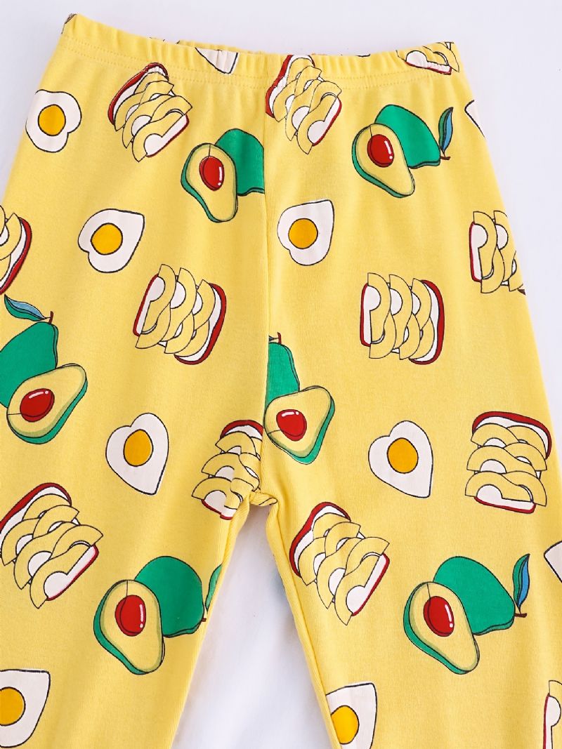 Kids Jenter Pyjamas Frukt Print Rund Hals Langermet Topp Og Buksesett