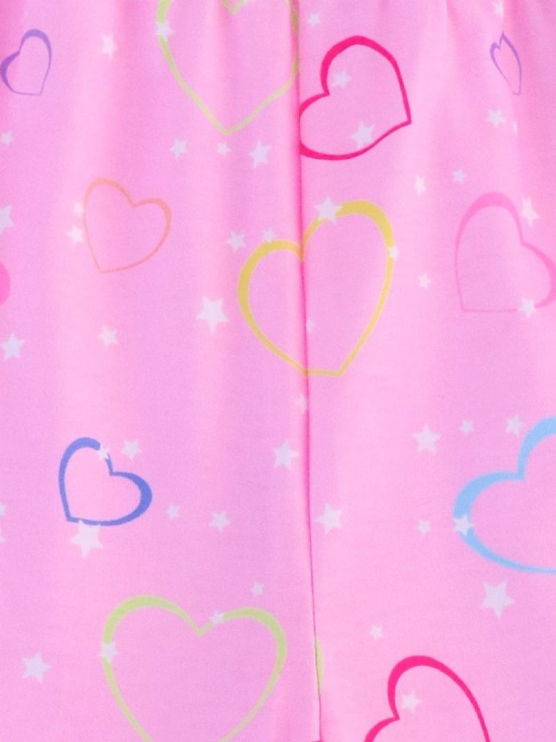 Kids Jenter Pyjamas Print Rundhals Langermet & Heart Buksesett