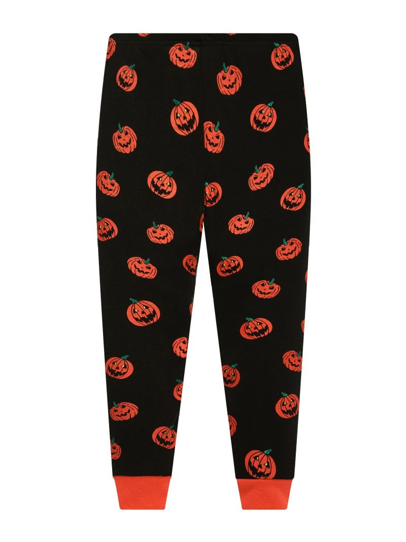 Popshion 2 Stk Gutter Halloween Tegneserie Gresskar Hodeskalle Langermet Pyjamas Bomullsdress