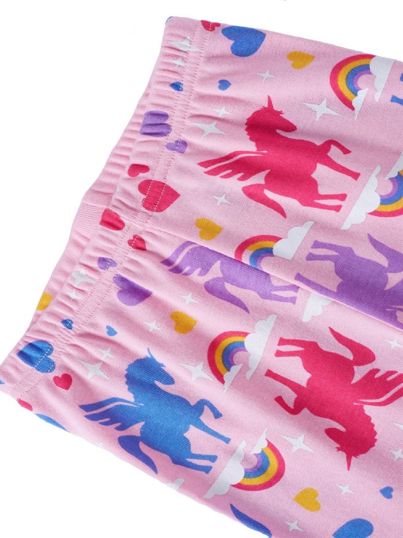 Popshion 2 Stk Jenter Fluorescerende Unicorn Glødende Tegneseriedyr Langermet Pyjamas Bomullsdrakt