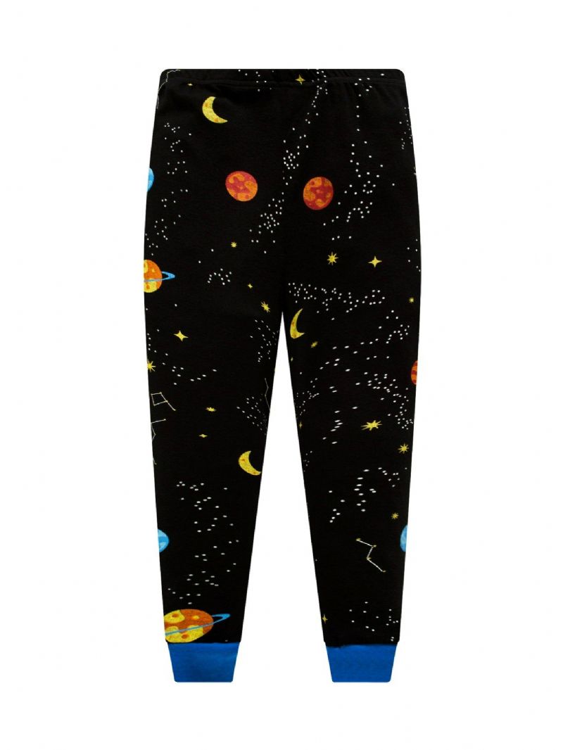 Popshion 2stk Gutter Starry Sky Cosmic Planet Langermet Pyjamas Bomullsdress