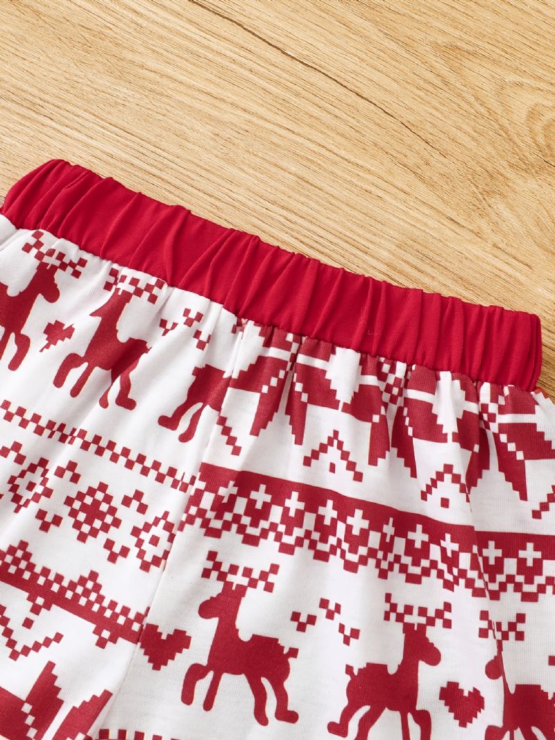 Pyjamas For Barn Christmas Elg Print Kortermet Topp & Shorts Sett For Gutter Jenter