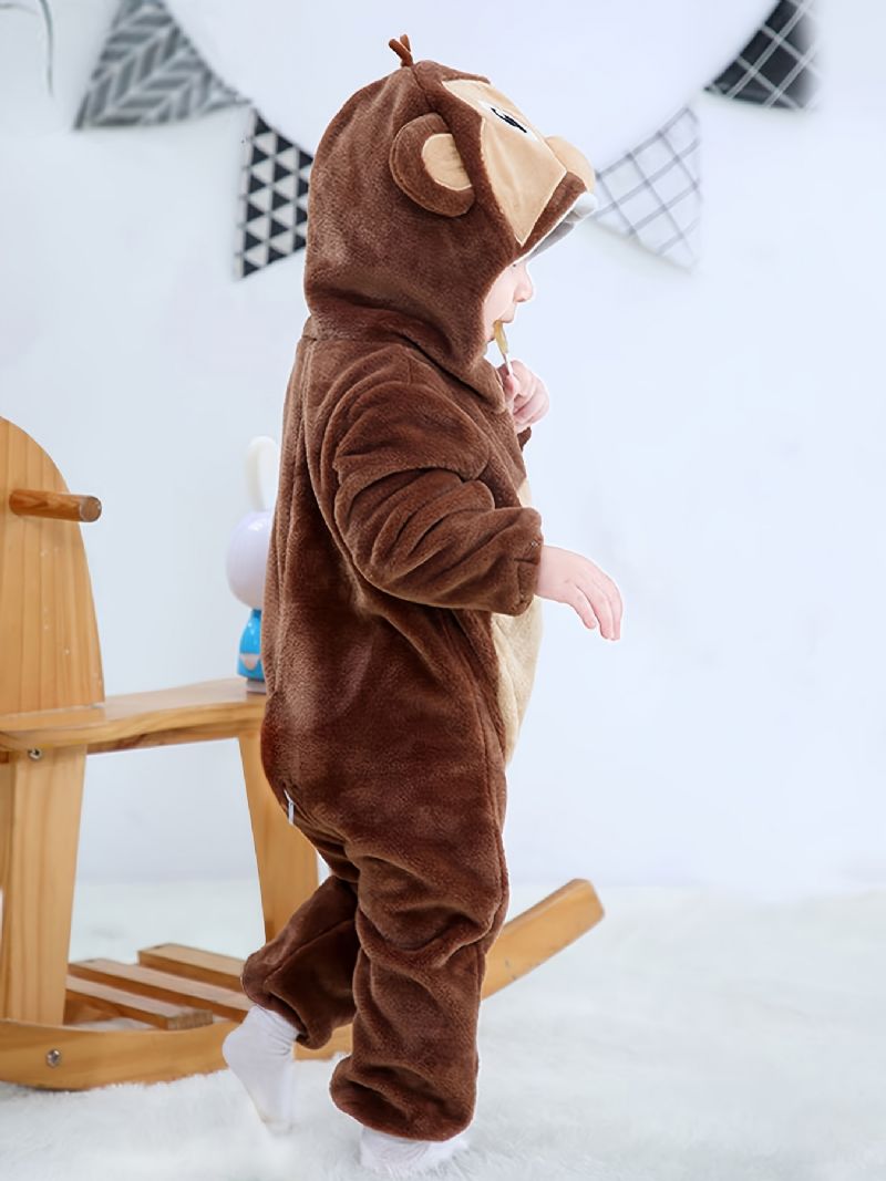 Småbarn Baby Fleece Hette Romper Cosplay Jumpsuit For Gutter Jenter Babyklær Vinter Ny