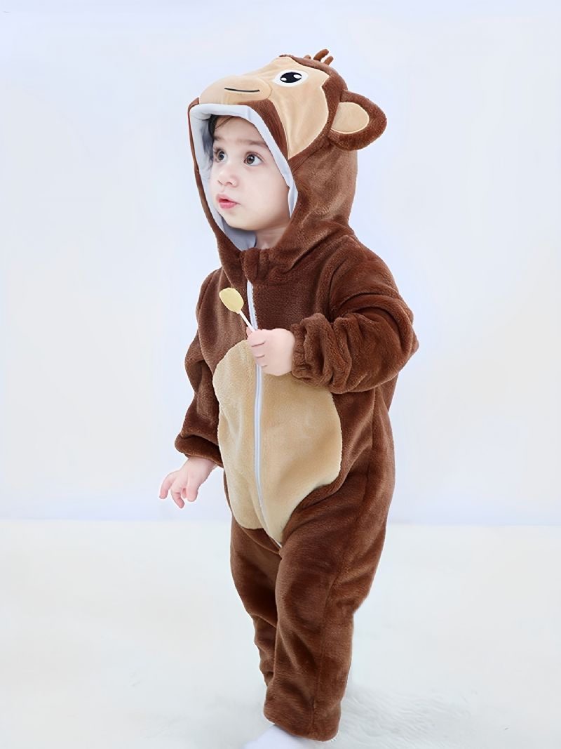 Småbarn Baby Fleece Hette Romper Cosplay Jumpsuit For Gutter Jenter Babyklær Vinter Ny