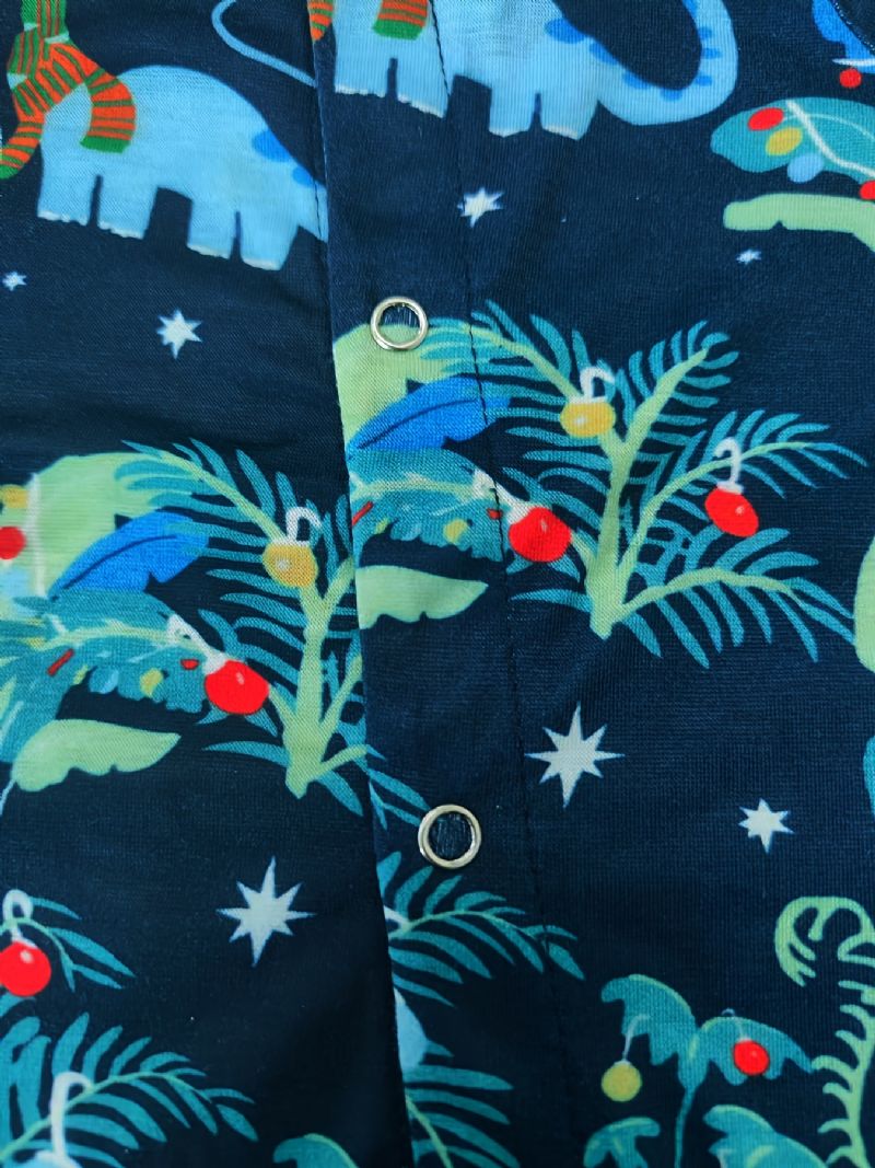 Småbarn Babypyjamas Familieantrekk Dinosaurtrykk Rundhals Langermet Jumpsuit Romper For Gutter Jenter