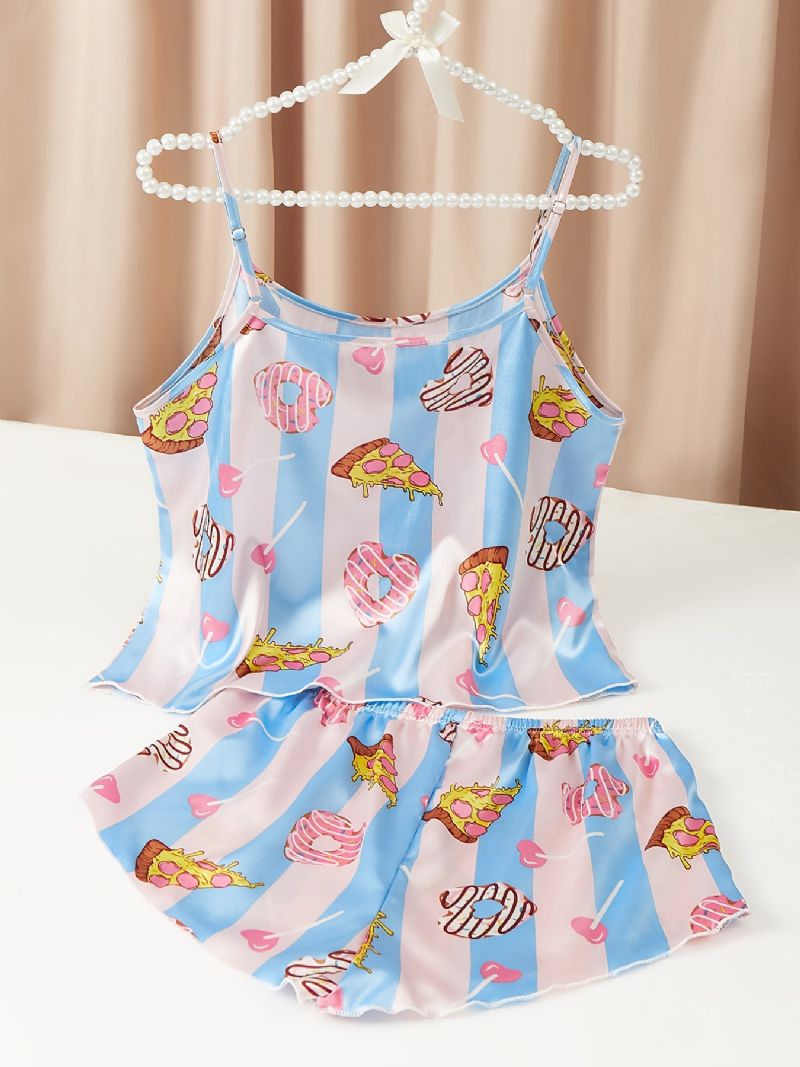 Søt Silky Cookie Satin Pyjamas Crop Cami Top & Gutter Shorts Pyjamassett Dameundertøy Og Nattøy