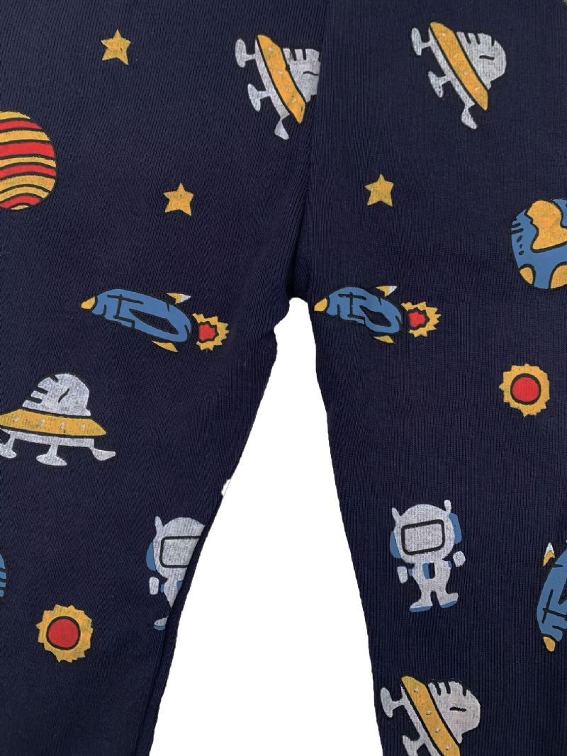 Søte Gutter Tegneserie Dinosaurer Print Pyjamas Sett Med Lange Ermer Rund Hals Topper Og Bukser Til Vinter