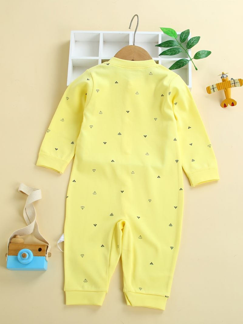 Spedbarn Romper Pyjamas Bomull Bjørn Broderi Langermet Jumpsuit For Baby Gutter Jenter Barneklær