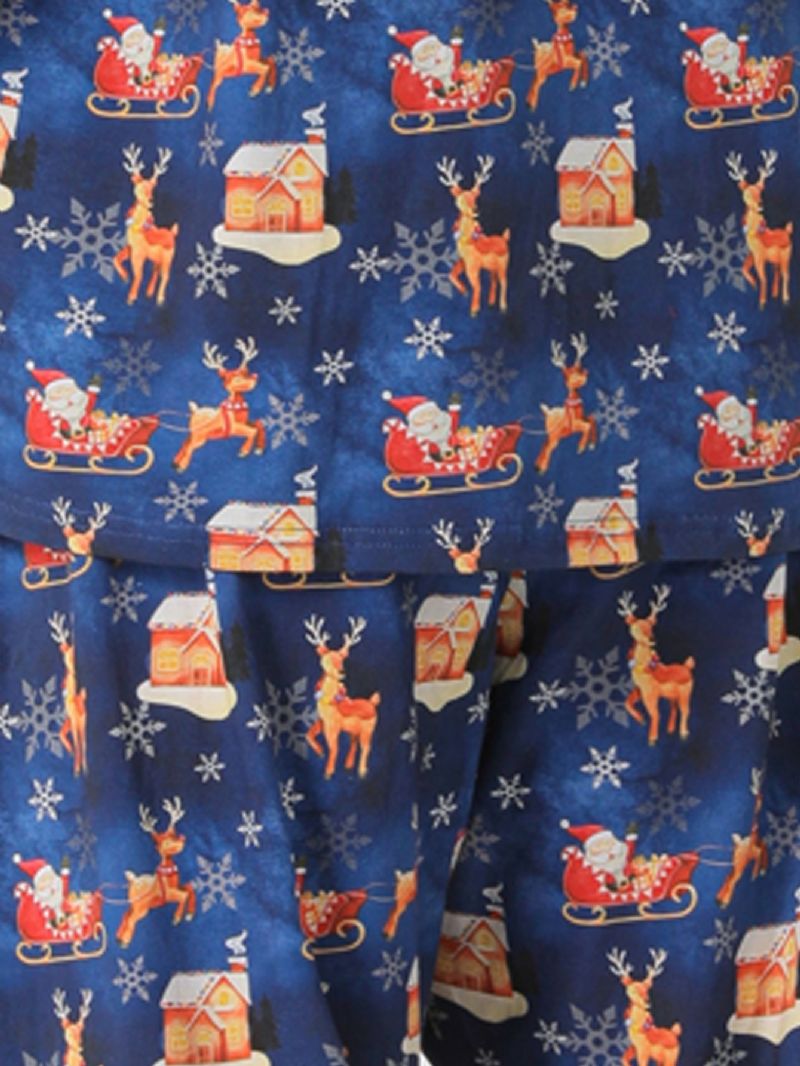 Tegneserie Santa Elk House Pattern Christmas Pyjamas Familie