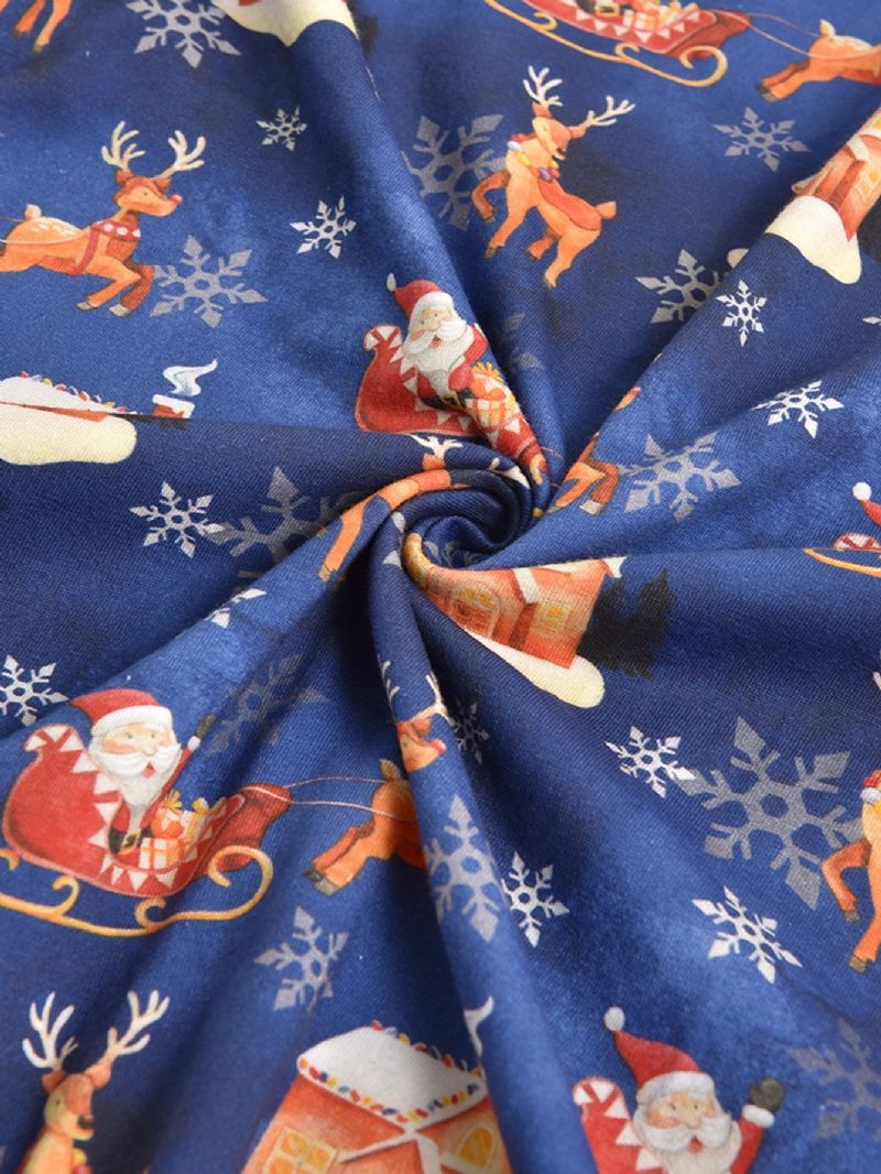 Tegneserie Santa Elk House Pattern Christmas Pyjamas Familie