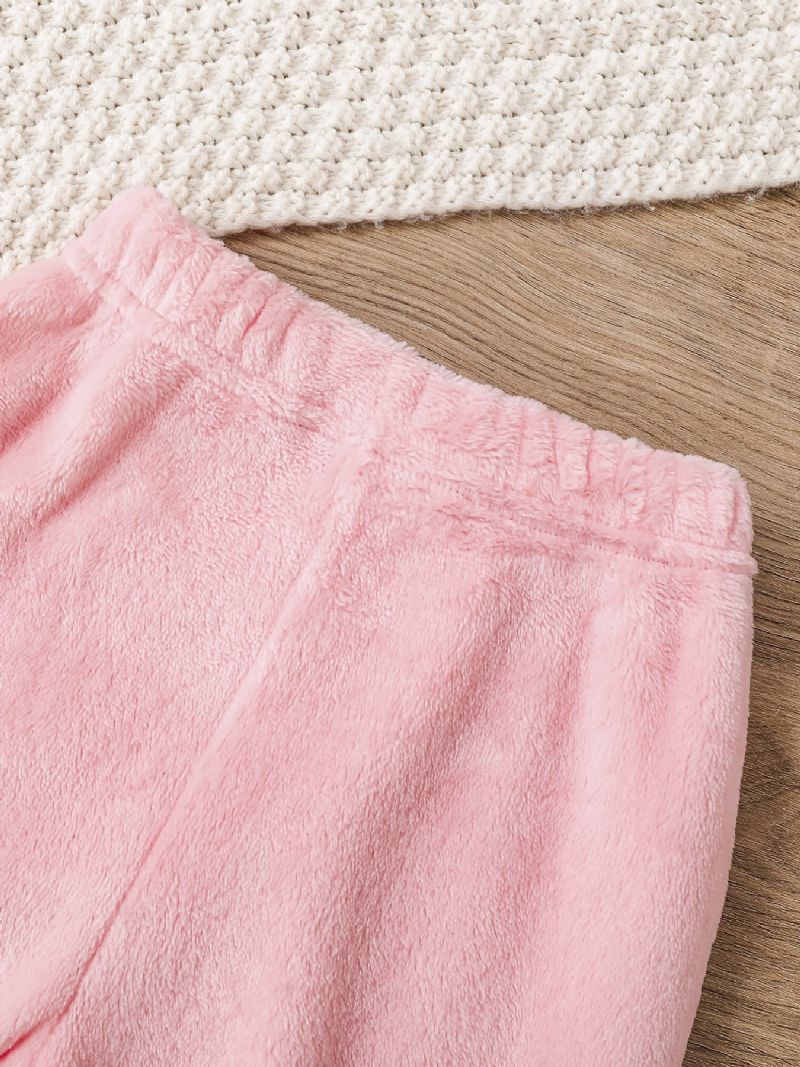 Uformelt Pyjamassett For Jenter Med Tegneseriebrodert Termotopp Og Bukser I Fleece Til Vinteren