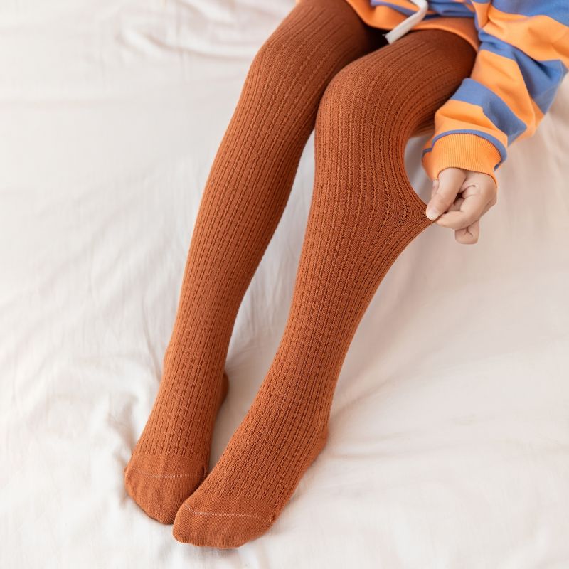 Baby Jenter Ensfarget Strikket Tights Leggings Strømper Myk Varm Strømpebukse Barneklær