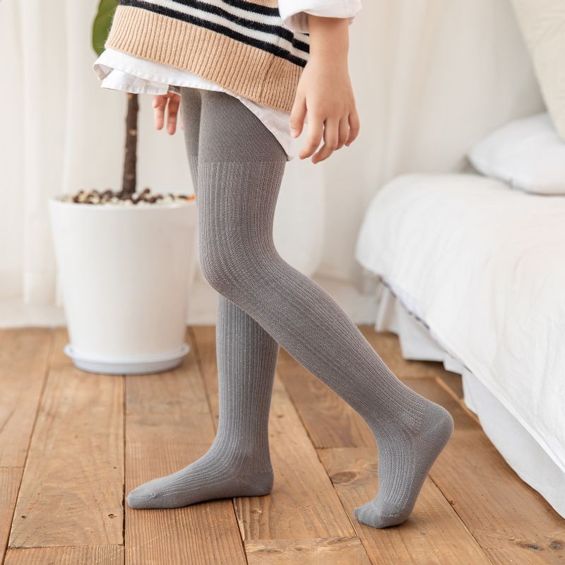 Baby Jenter Ensfarget Strikket Tights Leggings Strømper Myk Varm Strømpebukse Barneklær