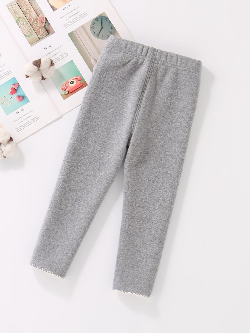 Baby Jenter Leggings Fleece Varme Ensfarge Barneklær