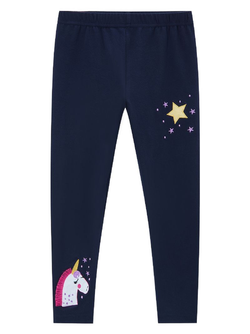 Baby Jenter Stretch Myke Leggings Søte Unicorn Broderte Bukser Barneklær