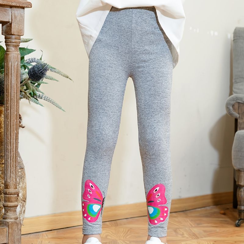 Jente Polyester High Stretch Leggings Med Butterfly Print