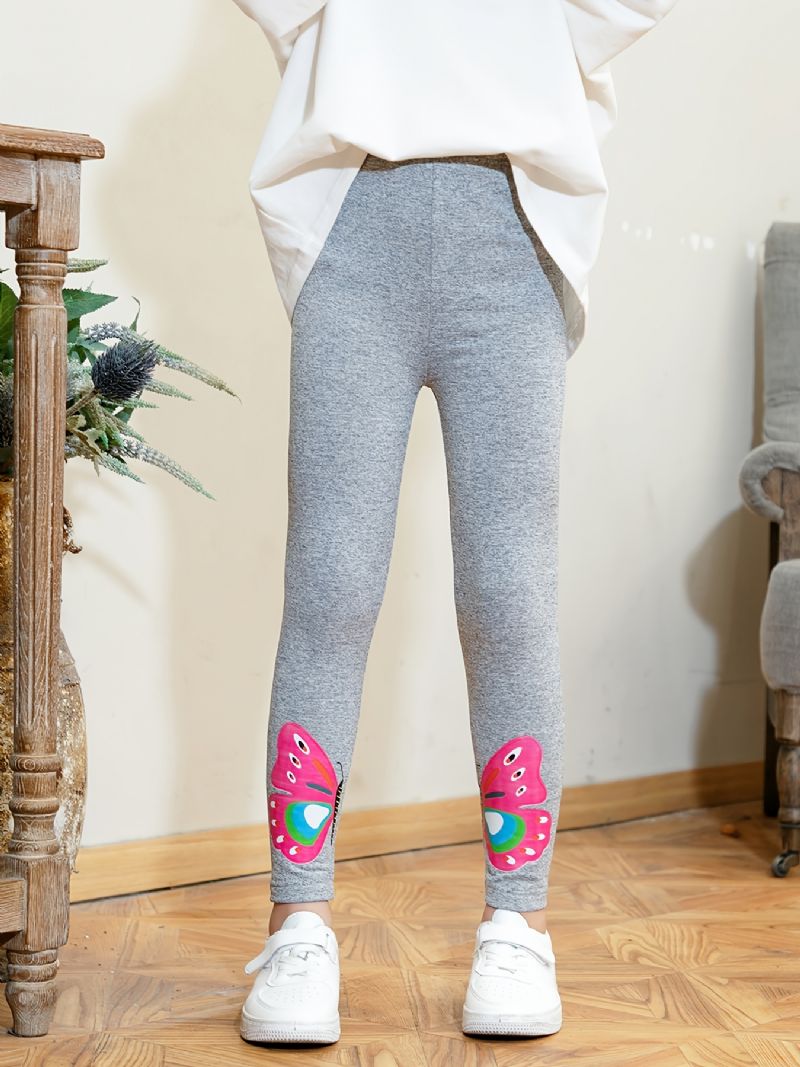 Jente Polyester High Stretch Leggings Med Butterfly Print