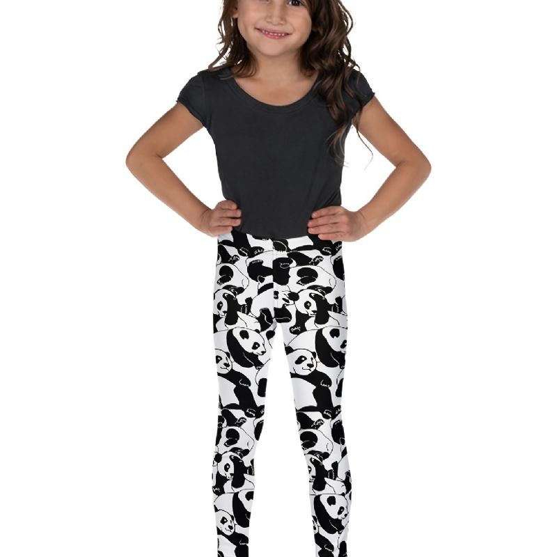 Jente Polyester High Stretch Leggings Med Panda Prints