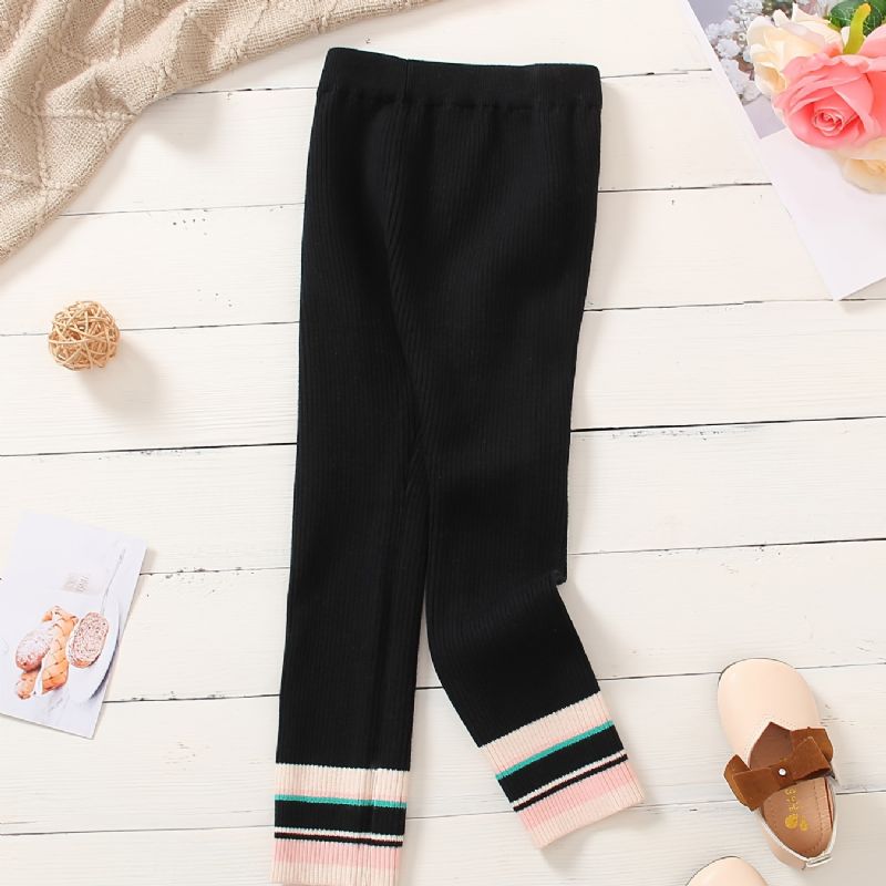 Jenter Elegant Casual Stripet Stretchy Strikket Leggings For Vinter