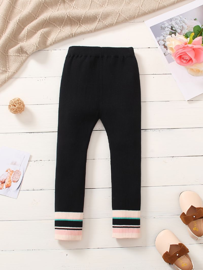 Jenter Elegant Casual Stripet Stretchy Strikket Leggings For Vinter