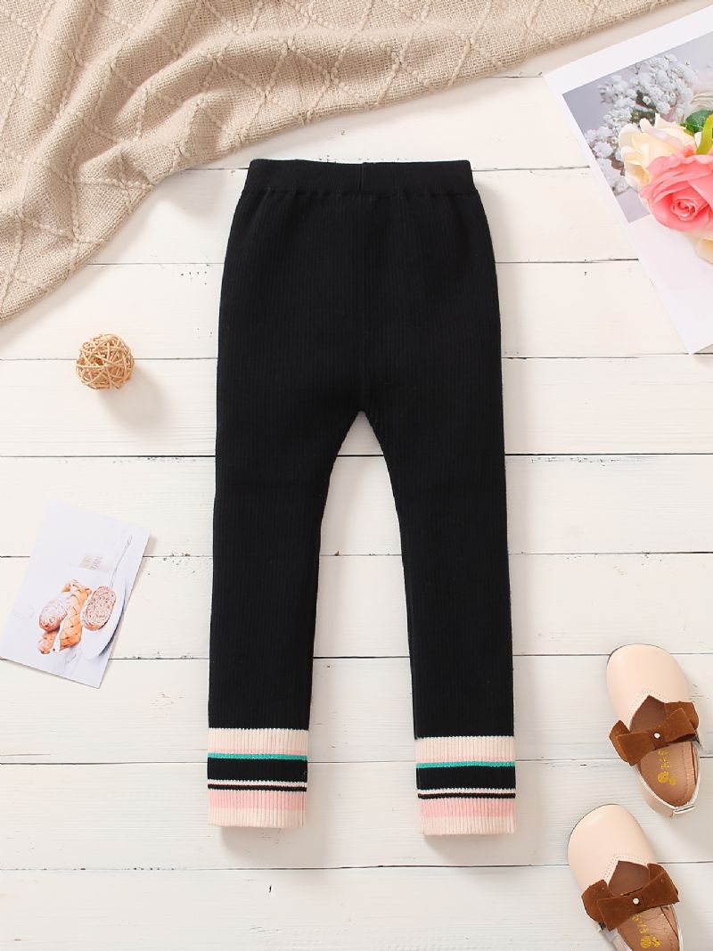 Jenter Elegant Casual Stripet Stretchy Strikket Leggings For Vinter