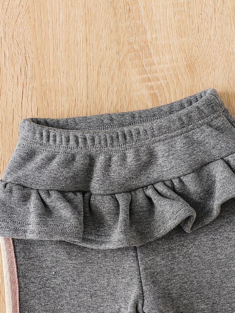 Jenter Fleece Ruffle Trim Leggings Bukser Tykke Varme Barneklær Til Vinter