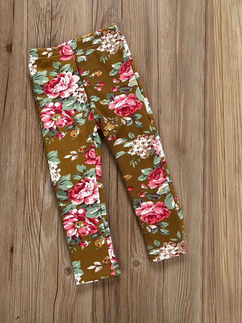 Jenter Floral Full Print Sports Leggings