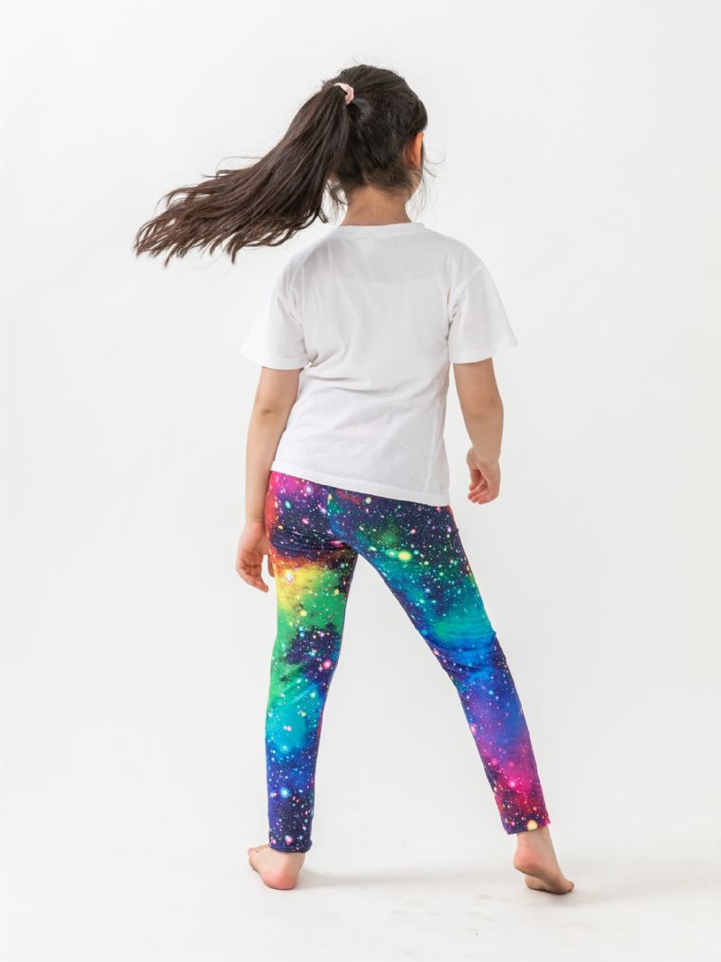 Jenter Galaxy Print Leggings Med Høy Stretch