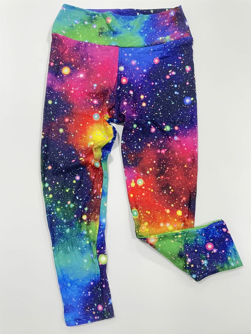 Jenter Galaxy Print Leggings Med Høy Stretch