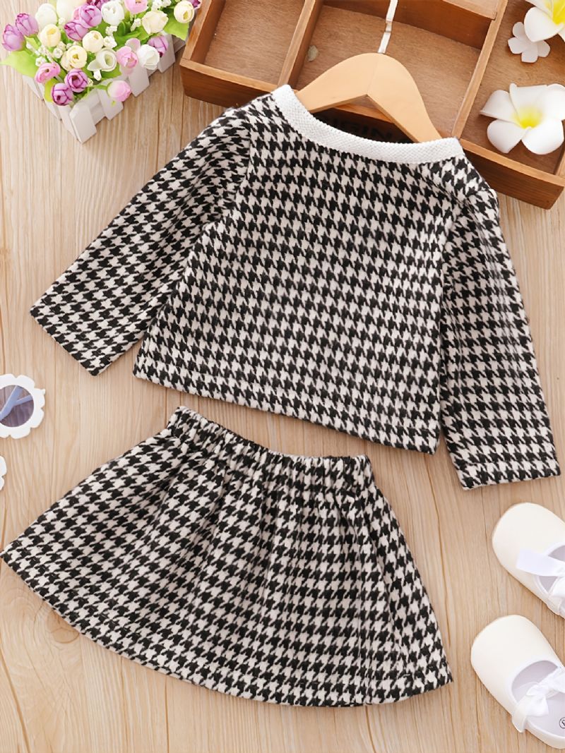 3 Stk Baby Cardigan Houndstooth Langermet Kjole