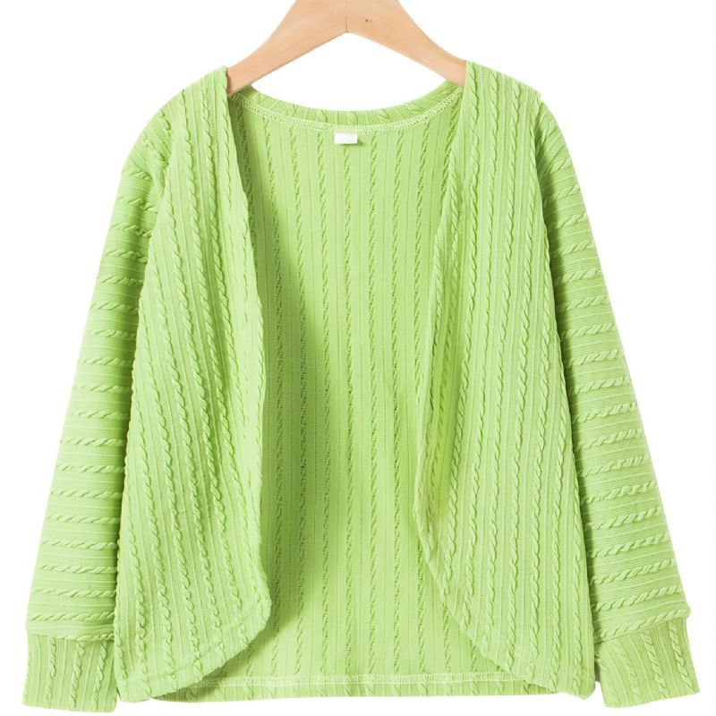 Jenter Green Twist Knit Long Sleeve Cardigan