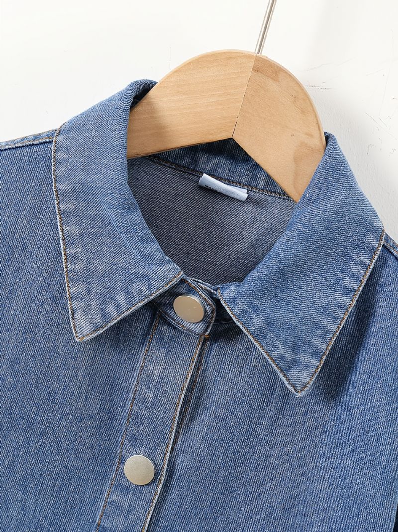 Småbarn Jenter Langermet Denim Bluse