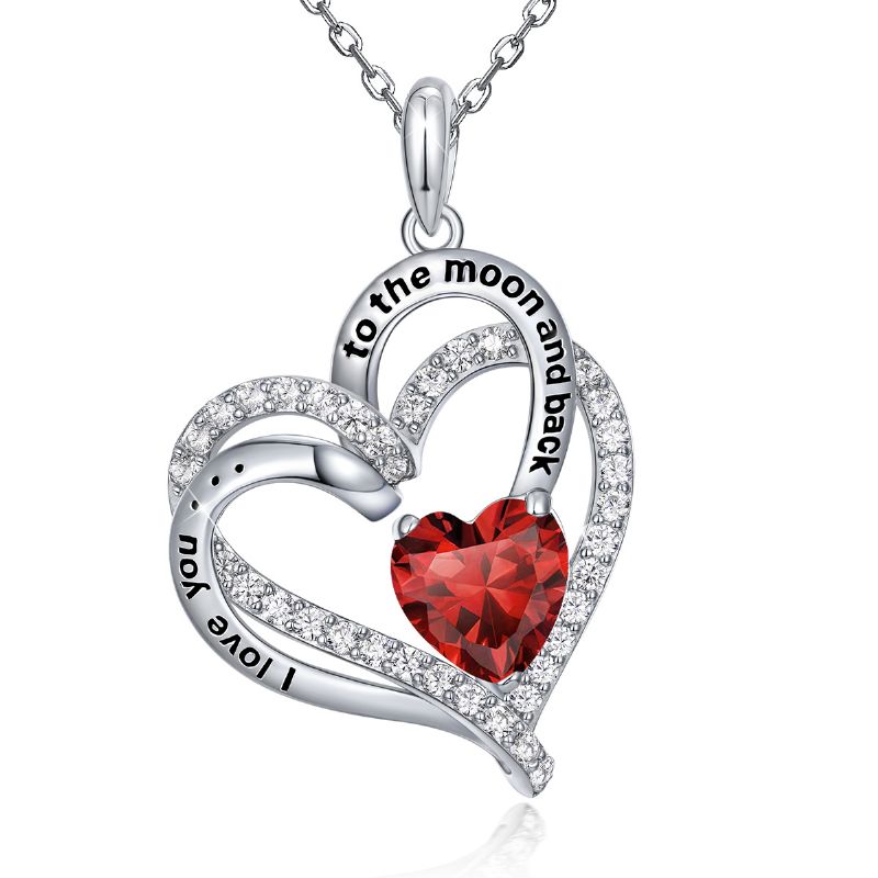 925 Sterling Sølv Birthstone Halskjeder For Kvinner Jenter Jeg Elsker Deg Til Månen Tilbake Jubileum Bursdag Valentinsdag Morsdag Gave Til Mor Kjæreste Kone