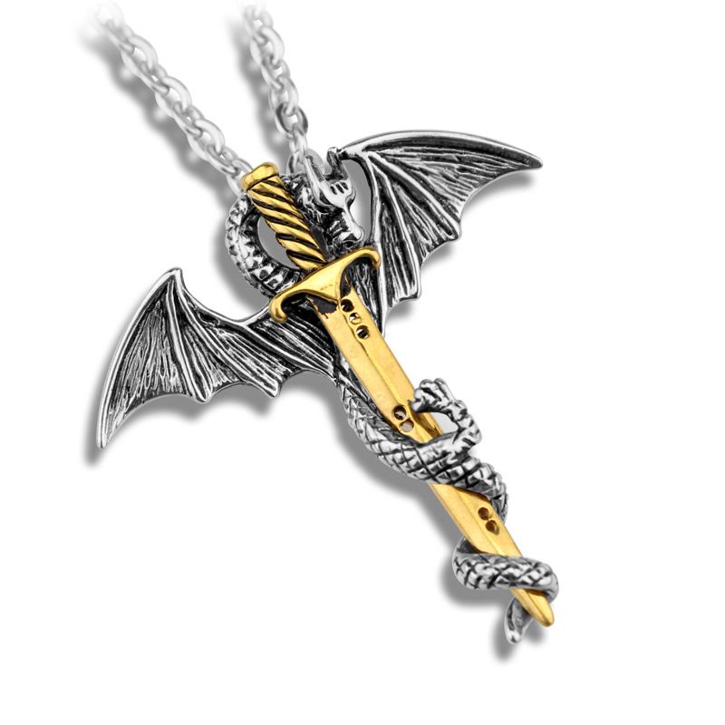 Dragon Sword Shape Medaljon Anheng Halskjede Jenter Charm Smykker Overraskelsesgaver For Menn Gutter