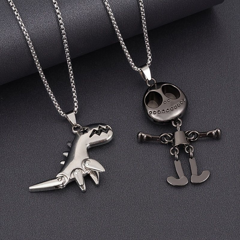 Gutter Dinosaur Skull Anheng Halskjede Hip Hop Sweatshirt Chain Barnegave