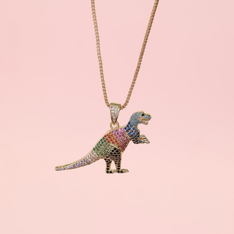 Gutter Jenter Rhinestone Dinosaur Anheng Halskjede Barnas Gave