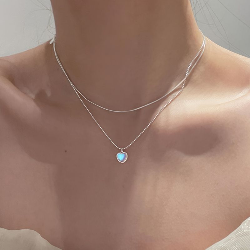 Hjerteformet Anheng Halskjede Med Sølvfarge Choker Elegant Design For Kvinner Jenter Daglig Slitasje