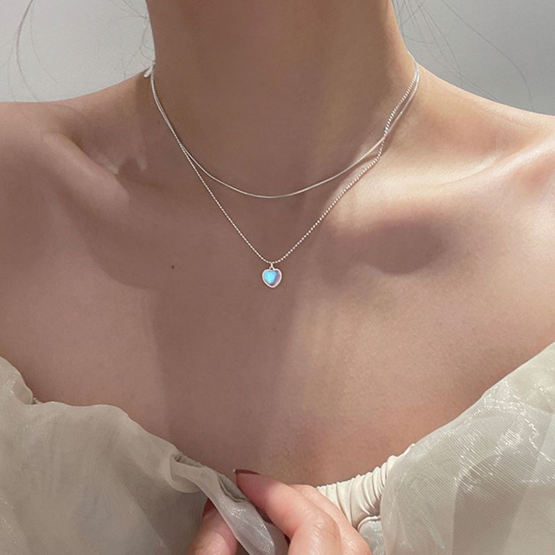 Hjerteformet Anheng Halskjede Med Sølvfarge Choker Elegant Design For Kvinner Jenter Daglig Slitasje