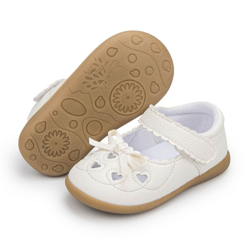 Jenter Casual Vintage Heart Hollow Mary Jane Sko Med Sløyfe Flat Sklisikker Princess Sko