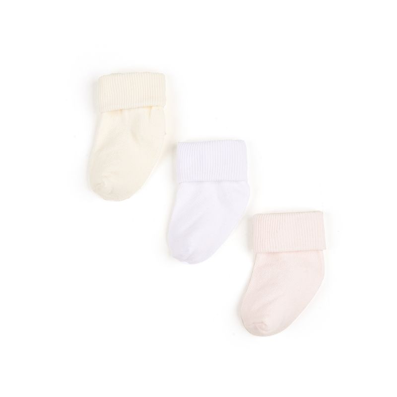 3 Par Newborn Baby Turn Cuff Sokker Ensfargede Småbarnssokker For Gutter Jenter