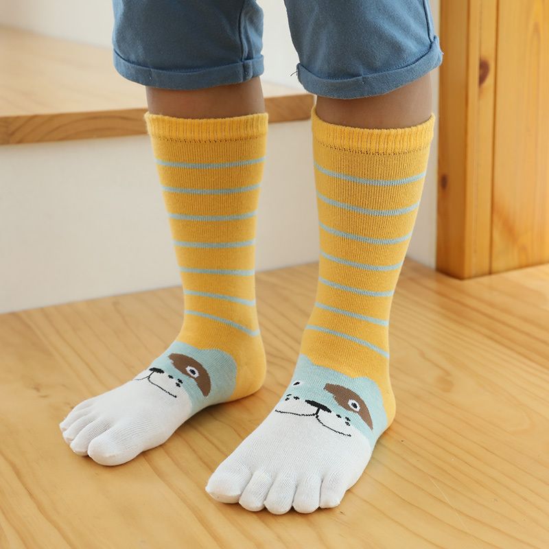 Kids Toe Socks Cartoon Five Finger Bomullssokker