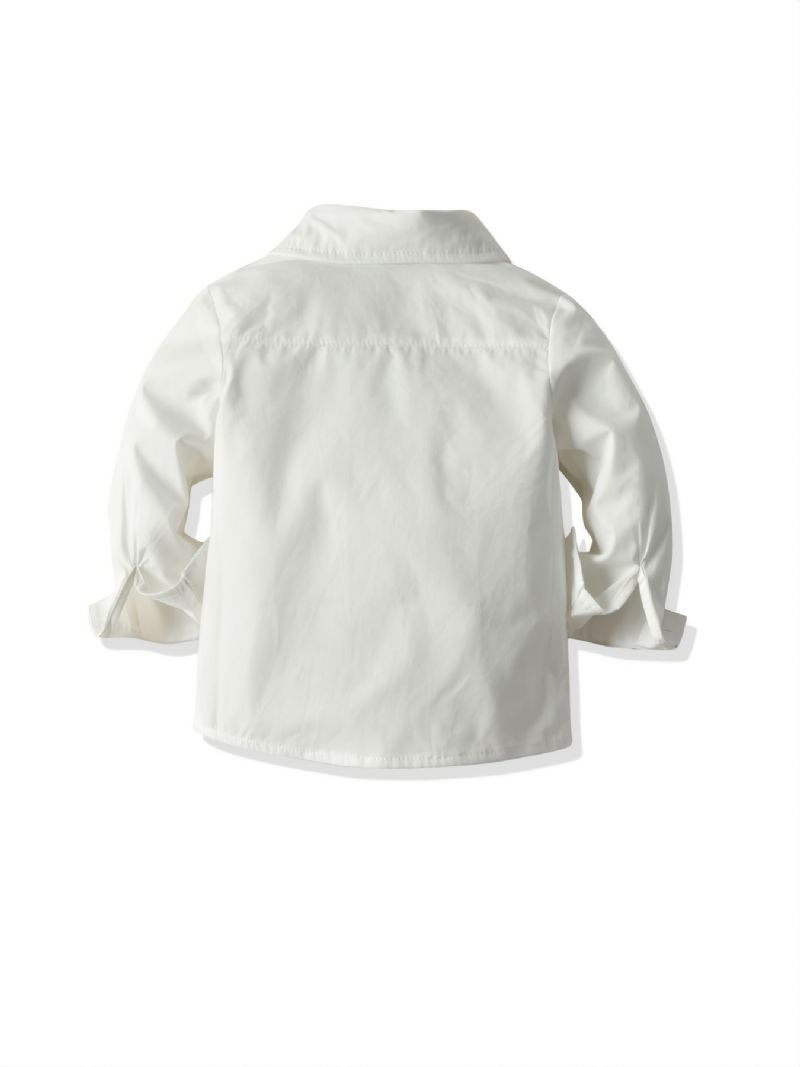 Baby Gutter Long Sleeve Button-up Skjorter Med Sløyfe Hals